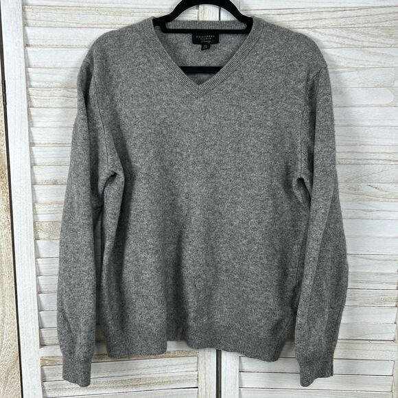 Club Room Macy's V-Neck Gray Cashmere Sweater - Picture 1 of 11